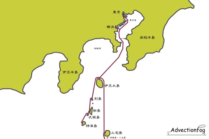 東京〜伊豆大島〜神津島のフェリー航路