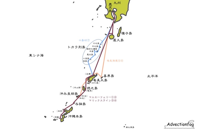 鹿児島〜奄美・沖縄のフェリー航路