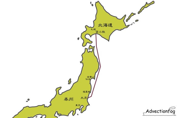 商船三井フェリーの航路図