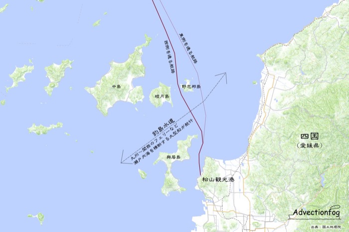 野忽那島付近の航路