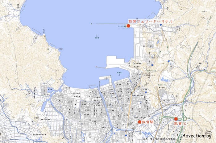 敦賀フェリーターミナル周辺の地図