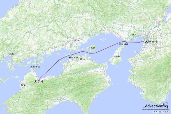 オレンジフェリー航路図